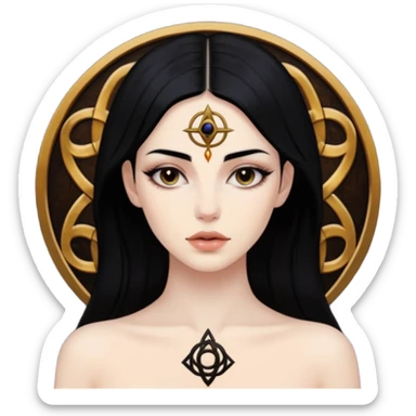 Dark oil traced over woman’s skin forming occult symbols, sensual devotion sticker