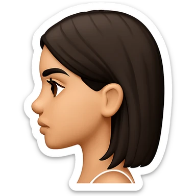 Create a side profile view of this girl's head in Apple emoji style with a neutral expression, 3D look, and soft shading on a transparent background. Maintain the Apple emoji style characteristics with a 3D appearance and soft shading. sticker