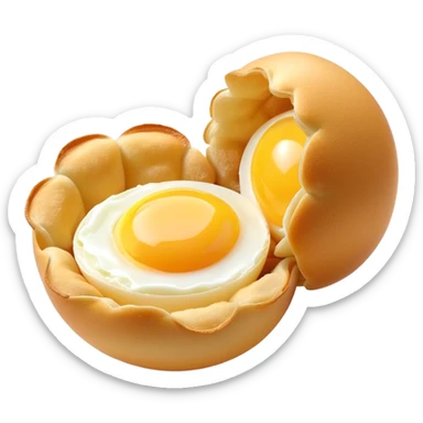 3D rendered authentic Hong Kong egg puffs (港式鸡蛋仔) being pulled apart showing stretchy interior, golden color, hyper-realistic egg-shaped bubbles, glossy surface, detailed texture sticker