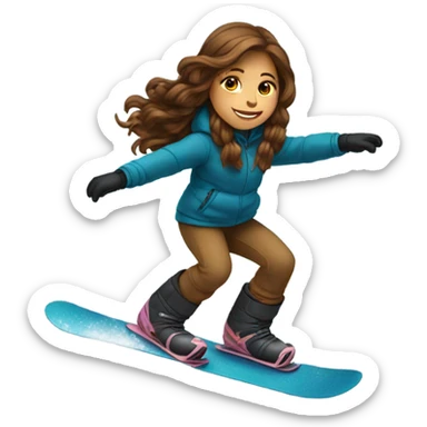Long brown hair girl snowboarding sticker