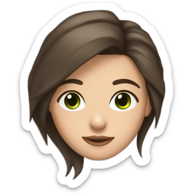 cocasian young adult woman with dark straight brown hair and green eyes sticker