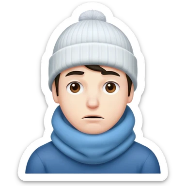 A cold guy who's shivering with a toque on his  sticker