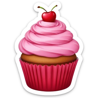 cupcake with pink icing, cherry on top sticker