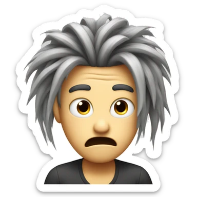 Irritated pulling hair with stressed face sticker