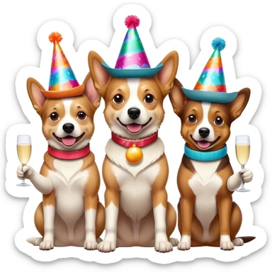 3 cowboy dogs snowboarding birthday party sticker