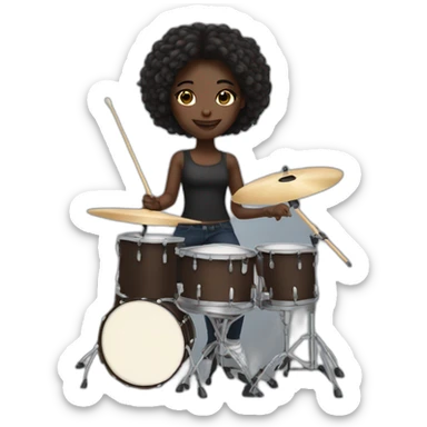 cute girl drummer dark skin sticker