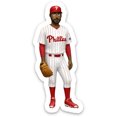 White Phillies player standing sticker