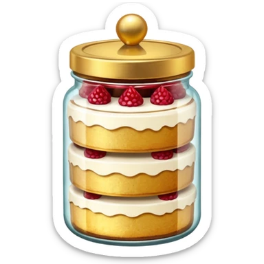 A layered little jar of cake that is gold I only want to be gold like I want the black background to be black. sticker