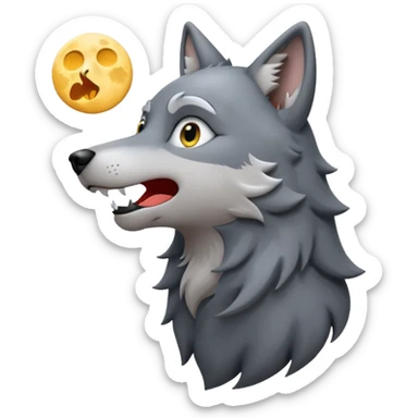 emoji of a howling wolf facing the moon, with its head tilted upward, simple cartoon style 🐺🌕 sticker