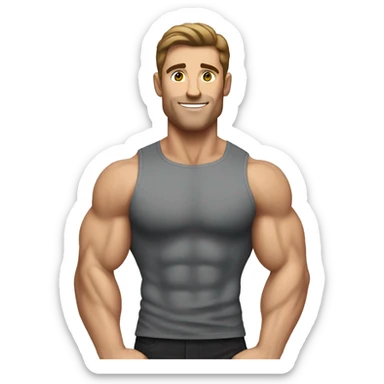 white man, brunette hair, bodybuilder, muscular body sticker