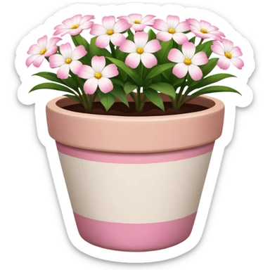 plant pot in terra cota with white and pink flowers print painted on the pot sticker