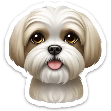 white and beige shih tzu sticker