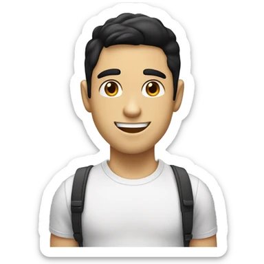 white boy black hair talking in the cellphone in ears brow eyes only faca smile sticker