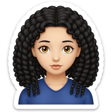 girl, long black coily hair, beautiful hazel eyes sticker