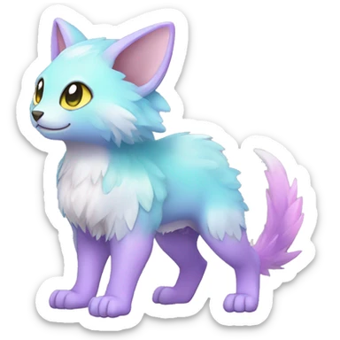 Cute cool pastel shiny colorful animal hybrid Fakemon full body sticker