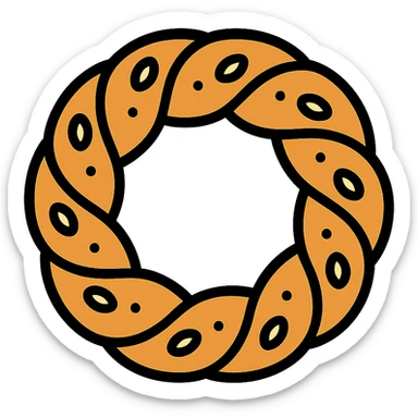 color outline icon simit bread, circular, textured with sesame seeds, clear and friendly look sticker
