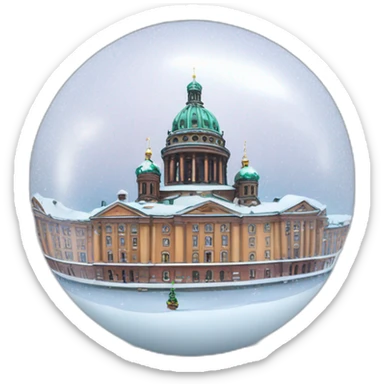 winter city Saint Petersburg in a souvenir ball with snow falling sticker