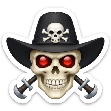 A skull and crossbones wearing a triangular vampire hunter hat. sticker