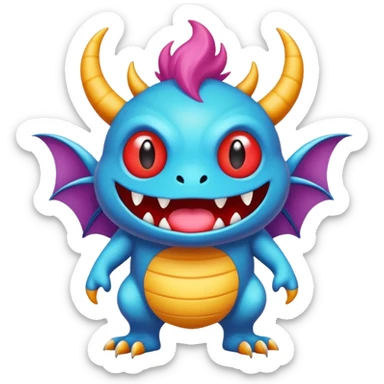 Cartoonic Funny Silly Childish Anime Fakémon-Fantasy-Monster-random-creature (full body) sticker