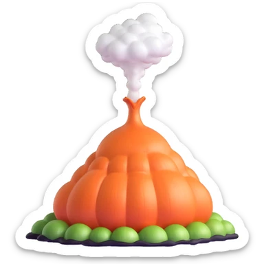 onion volcano with steam coming out sticker