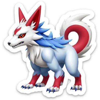 Garurumon-Zangoose-Renamon-fusion-hybrid-creature (full body) sticker