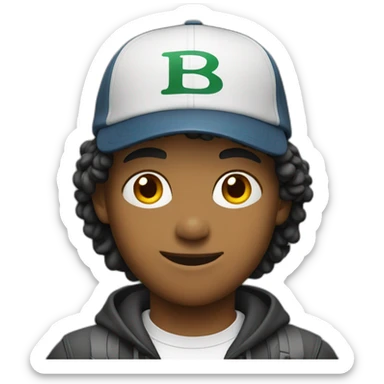 Young man with a cap sticker