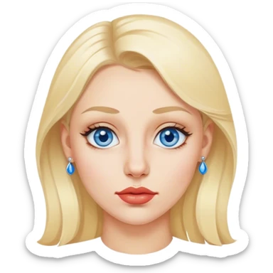 femme européenne blonde aux petits yeux bleus levre pulpeuse piercing à la narine gauche sticker