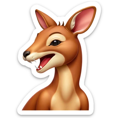 Cinematic Cute Yawning Adult Red Kangaroo Portrait Emoji, Head tilted slightly with a dramatic, wide-open yawn, showcasing a sturdy, reddish form with a distinct red kangaroo-shaped head, a relaxed elongated snout, and sleepy, half-closed eyes, Simplified yet irresistibly adorable features, highly detailed, glowing with a soft, cozy outback glow, high shine, relaxed yet expressive, stylized with a dash of whimsical charm, soft glowing outline, capturing the essence of a drowsy yet affectionate kangaroo that appears ready to stretch and yawn its way out of the screen! sticker