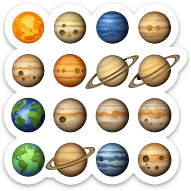 12 planets emojis I need a line for each planet mercury sticker