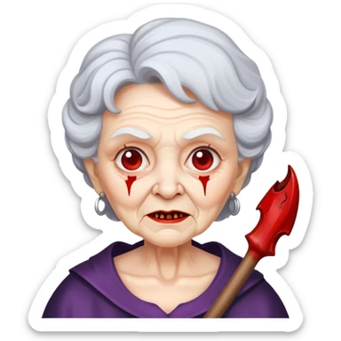 A granny with a bloody bat sticker