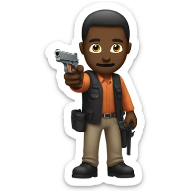 man putting down a gun sticker