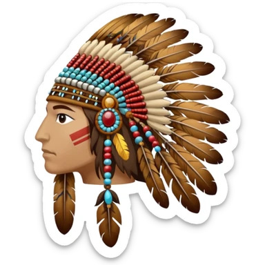 native war bonnet with no face, the feathers must be brownish but the fabric can be colorful sticker