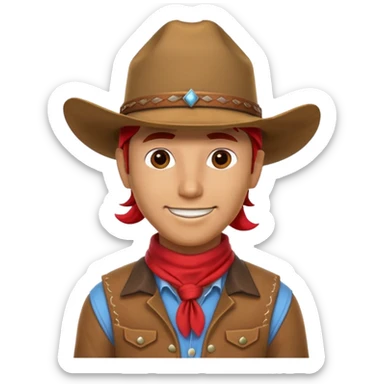 cowboy horse rider portrait, head and shoulders only, cowboy hat, bandana, western outfit collar, confident smile, 3D cartoon, mobile game icon style, clean background, no text, no watermark
 sticker