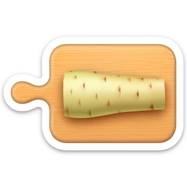yucca root with skin on a cutting board sticker
