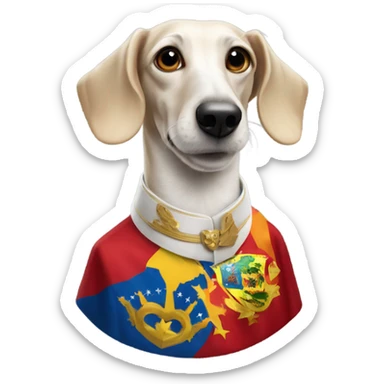 White Dachshund as president of Venezuela  sticker