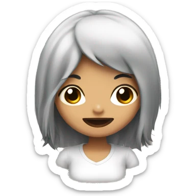 a girl with black hair sticking her tongue out  sticker