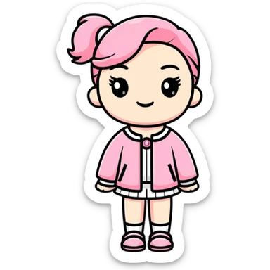 girl wearing pink Chanel-style outfit sticker