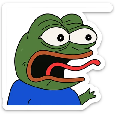 shocked Пэпэ meme with exaggerated facial features sticker