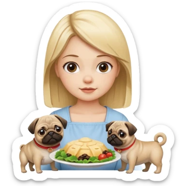 haz una chica rubia dandole comida a su perro pug sticker