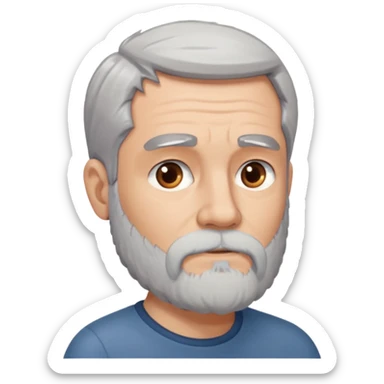Grey haired bearded man thinking about a pretty brunette woman sticker