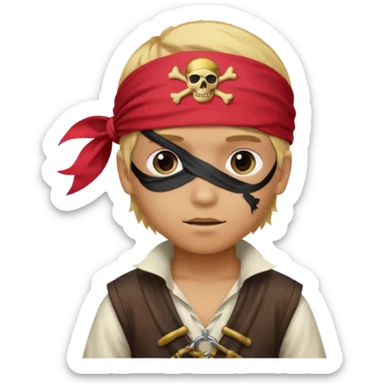 light brown Hispanic boy with blond hair that is dressed as a pirate sticker