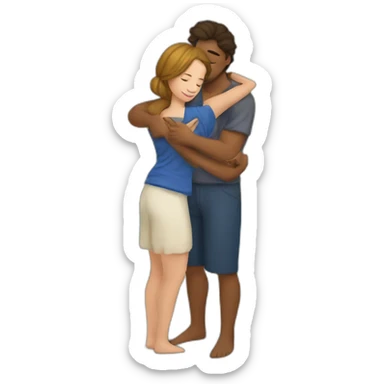 young metis Man and young white woman hug love with beach clothe sticker