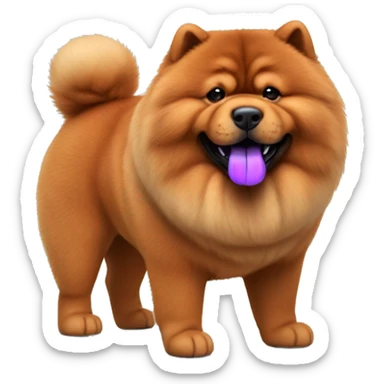 Full body red Chow chow with purple tongue, photorealistic 4k sticker