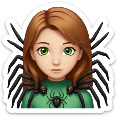 Birthday girl green eyes light brown hair age 15 with spiders sticker