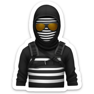 make myself a robber emoji with black balaclava and black and white striped shirt  sticker