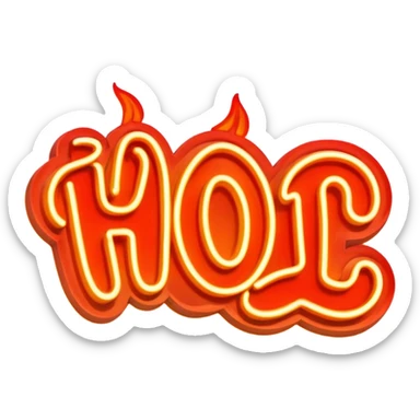 Neon signboard word "hot" sticker