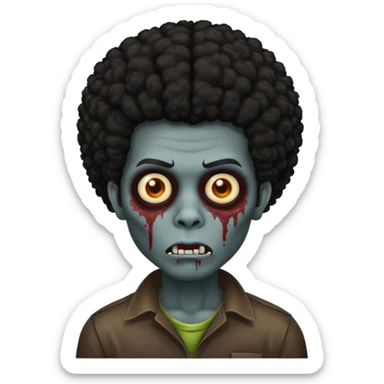 Zombie dark black Afro hair sticker