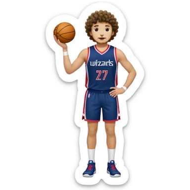 Curly hair short facial hair Washington Wizards Jersey white socks cover up the ankle legs and knees a right arm sleeve on your right arm full body Standing Tall sticker