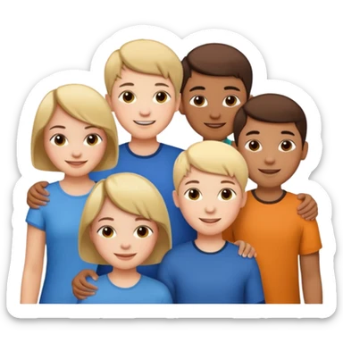 I want a 5 persons, 3 girls, one of them have a short hair, and 2 boys  sticker