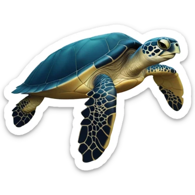 Swimming dark blue sea turtle sticker